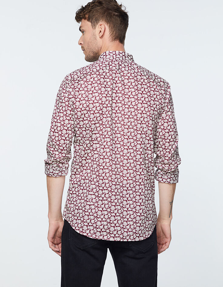 Men’s burgundy Liberty Lotus fabric SLIM shirt-3