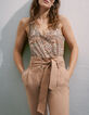 Amandelkleurige top met dierenprint Dames-2