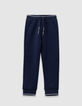 Boys’ navy joggers with letter drawstring-4