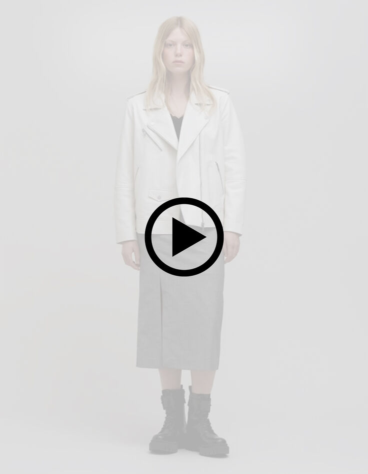 Jupe crayon grise faux-uni Femme-10