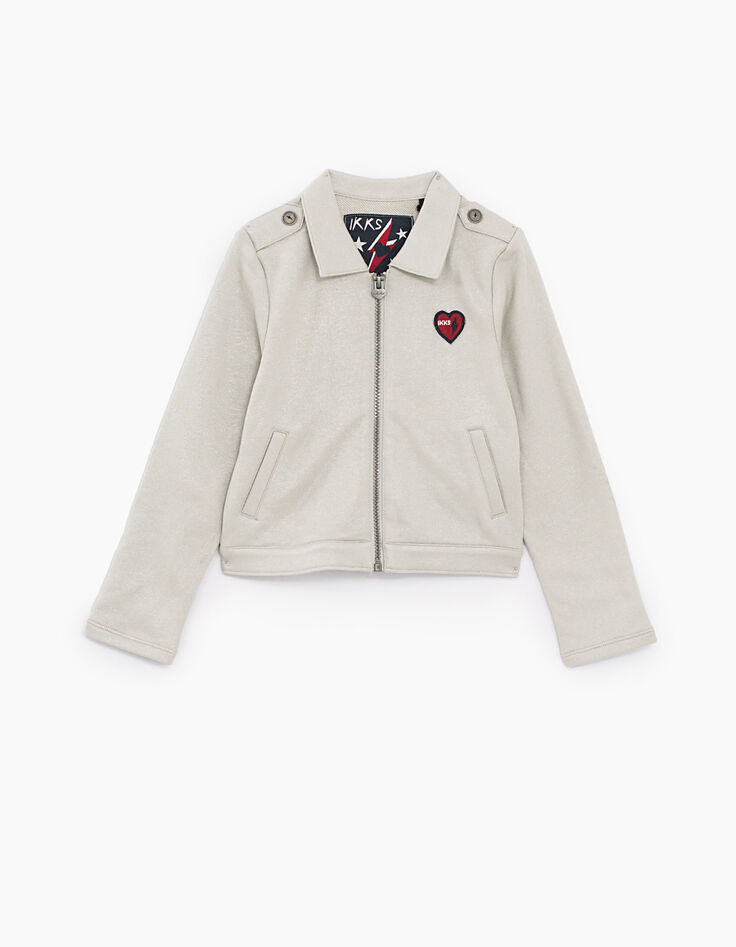 Girls’ silver bikers-style cardigan-1