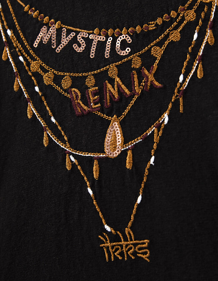Girls’ black necklace embroidery Mystic Remix T-shirt-5 Girls’ black necklace embroidery Mystic Remix T-shirt-5