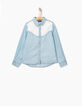 Girls’ bleached blue Tencel© and lace shirt-2