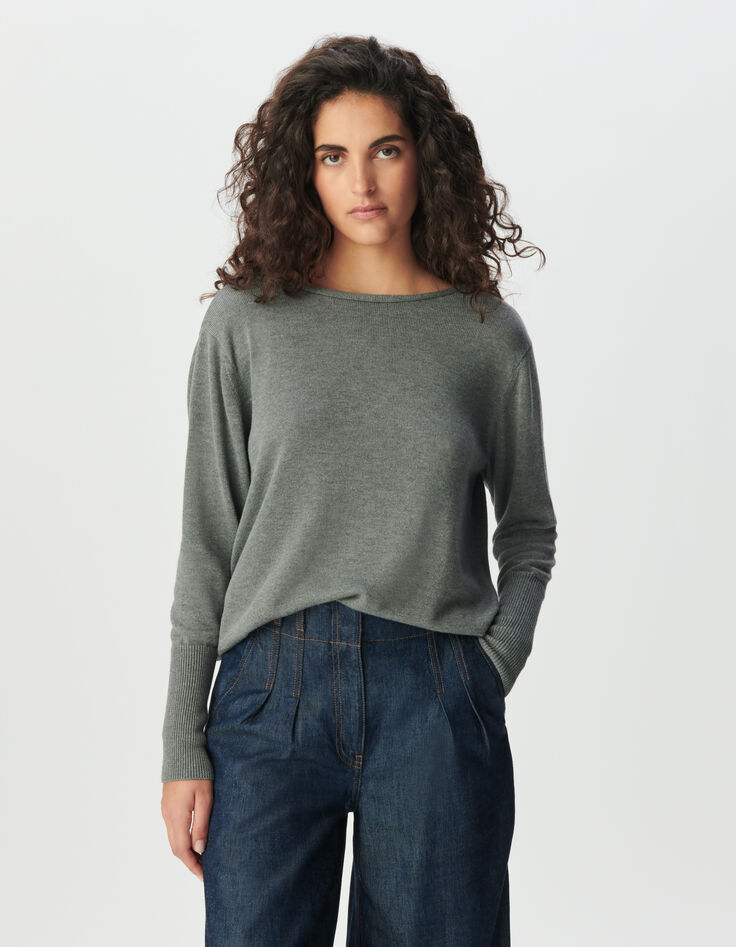 Cárdigan gris punto reversible mujer-2