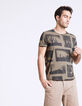 Camiseta caqui con estampado fotos cactus Hombre-5