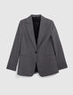 Women's removable herringbone pattern jacket in grey-6