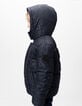 Boys’ navy padded jacket with graphic fur-lined hood-3