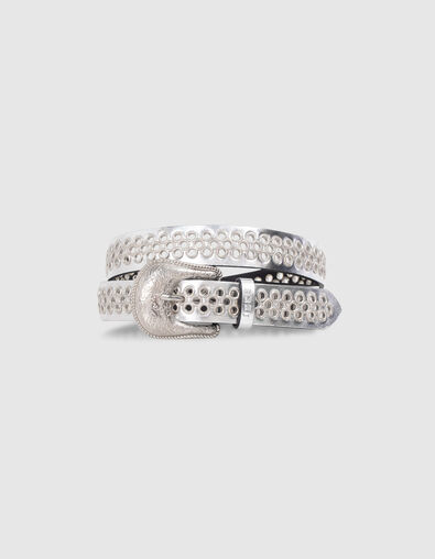 Ceinture cuir silver œillets silver Femme - IKKS