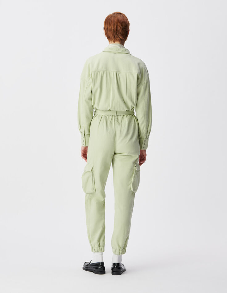 Combinaison en jean vert amande esprit battle Femme-2