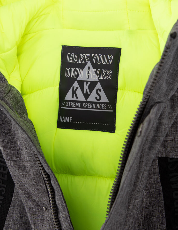 Grijze parka fluogroene voering jongens-7