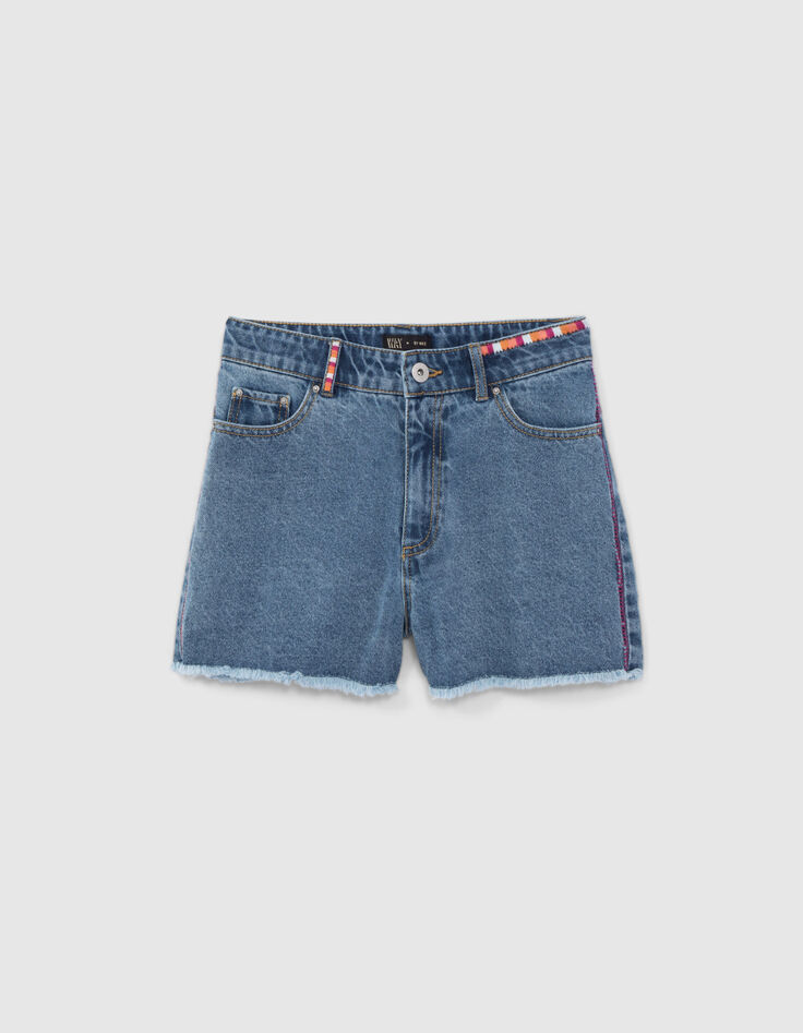 Shorts vaqueros azul waterless hilos bordados ni&ntilde;a-1