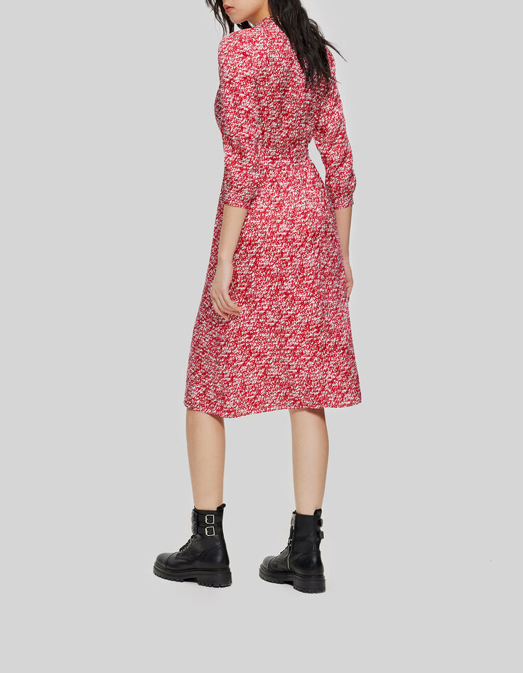 Rode midi-jurk tagprint Dames-2