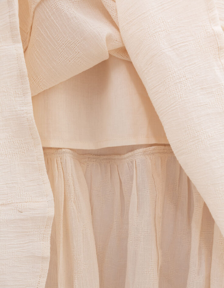 Ecru Maxikleid, Mädchen, Gummizug am Ausschnitt-9