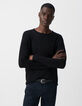 Pull noir tricot fin bords roulottés Homme-2
