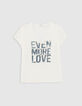Tee-shirt écru avec message typo délavée femme-3