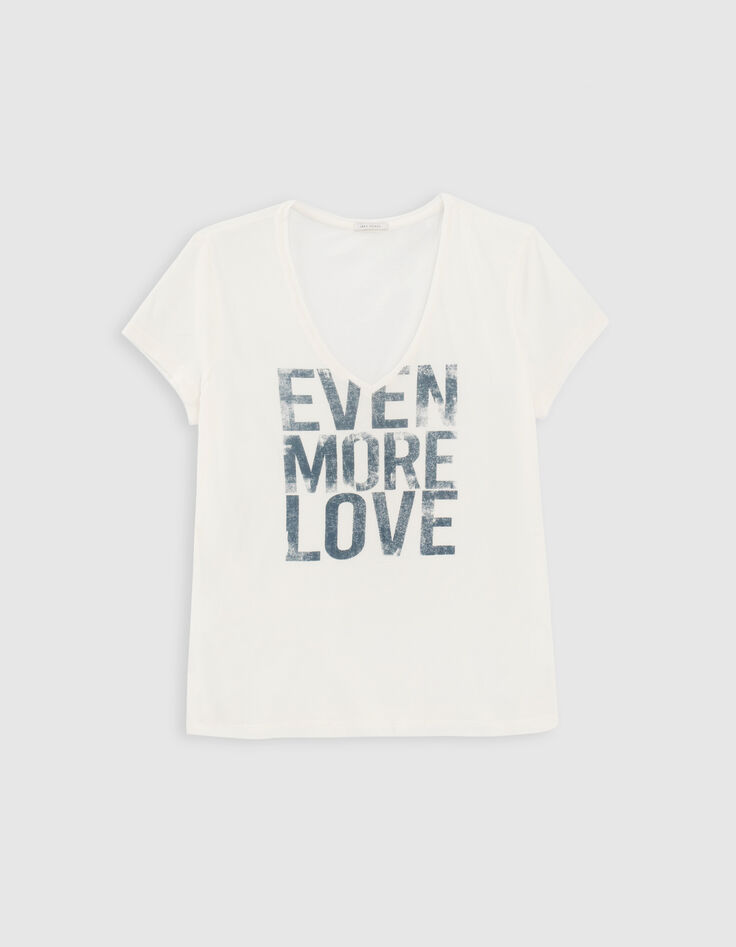 Tee-shirt écru avec message typo délavée femme-3