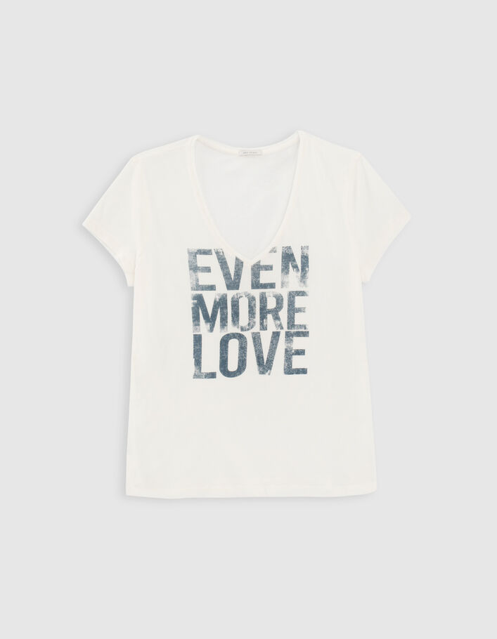 Women’s ecru T-shirt with faded letter slogan - IKKS