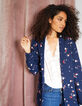 I.Code navy blue Floral Preppy print suit jacket-1