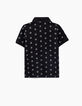 Boy’s black peace and love print polo shirt-4