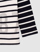 T-shirt in ecru met contrasterende mouwen voor jongens-4