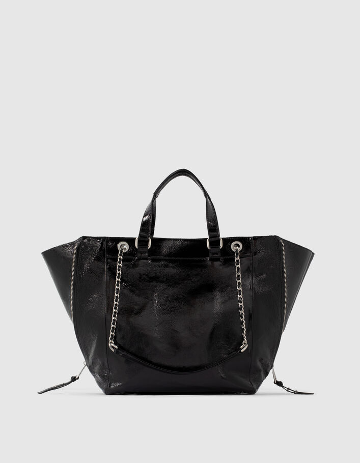 Damencabastasche aus schwarzem Leder LE 1440 GLOSSY Leather Story-3