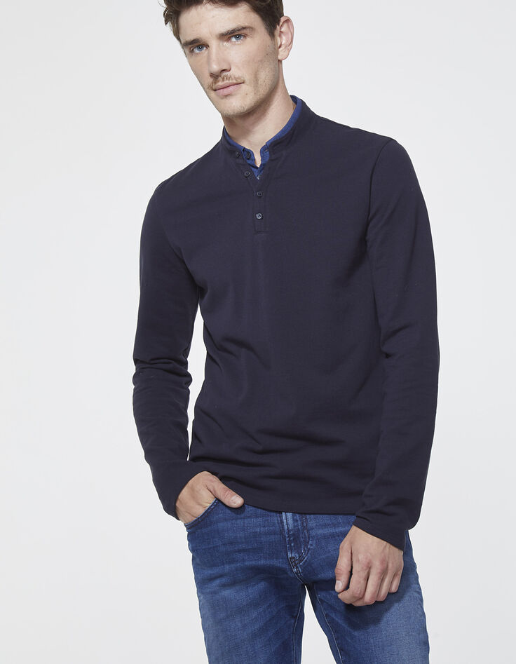 Men's dark blue polo shirt-3 Men's dark blue polo shirt-3