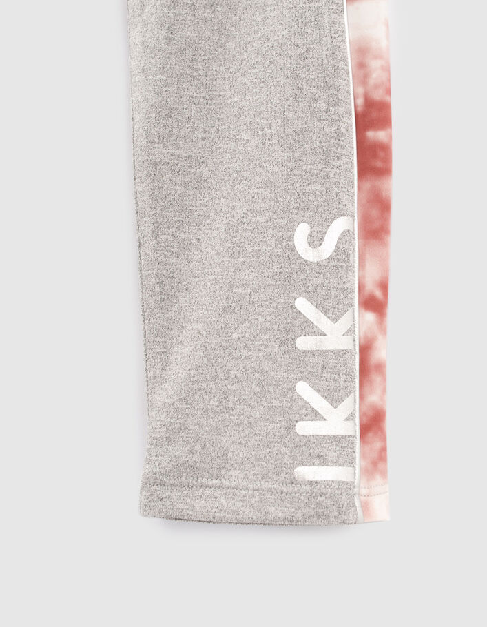 Girls’ grey tie-dye print sport joggers with bands - IKKS