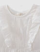 Robe tutu blanc cassé bi matière à volants bébé fille-2