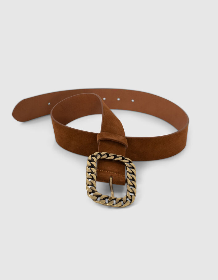 Women’s sand suede curb-chain style belt - IKKS