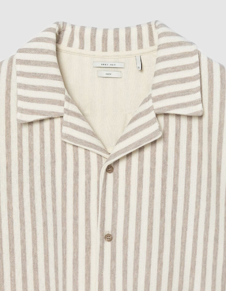 Kurz&auml;rmeliges beige gestreiftes Hemd f&uuml;r Herren-5