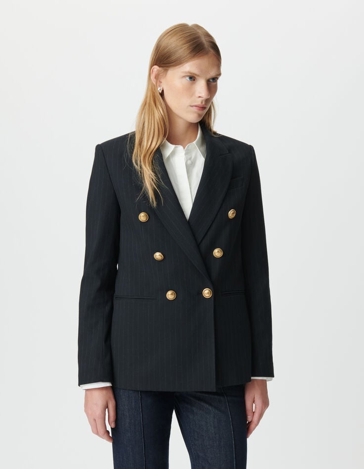 Marineblauwe blazer large fit pinstripes Dames-3 Marineblauwe blazer large fit pinstripes Dames-3