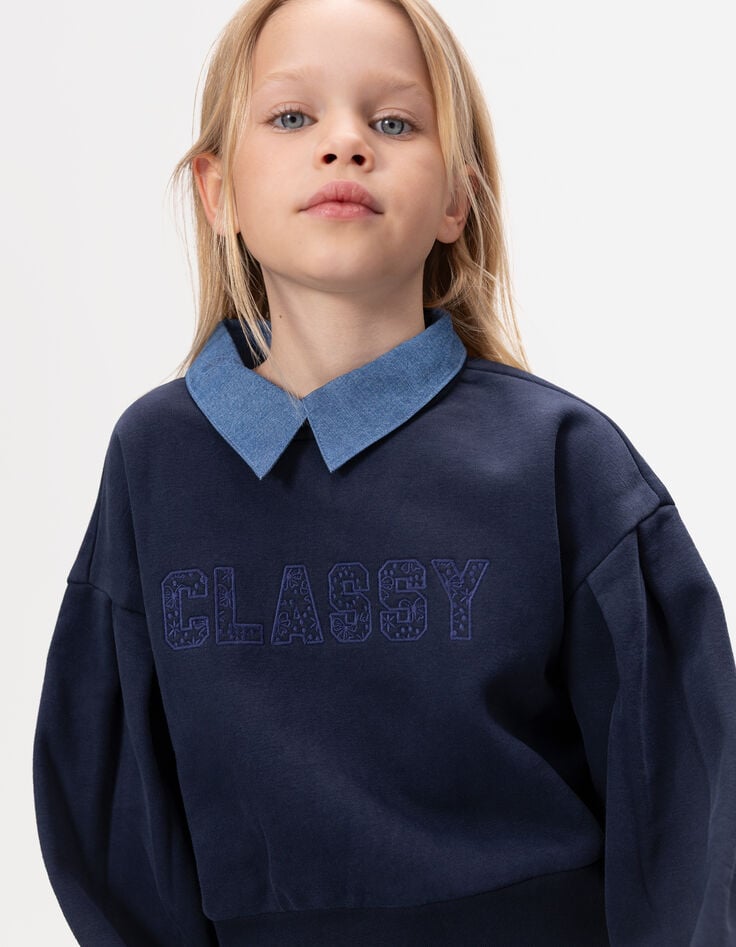 Marine sweater overhemd-trompe-l'oeil meisjes-2 Marine sweater overhemd-trompe-l'oeil meisjes-2