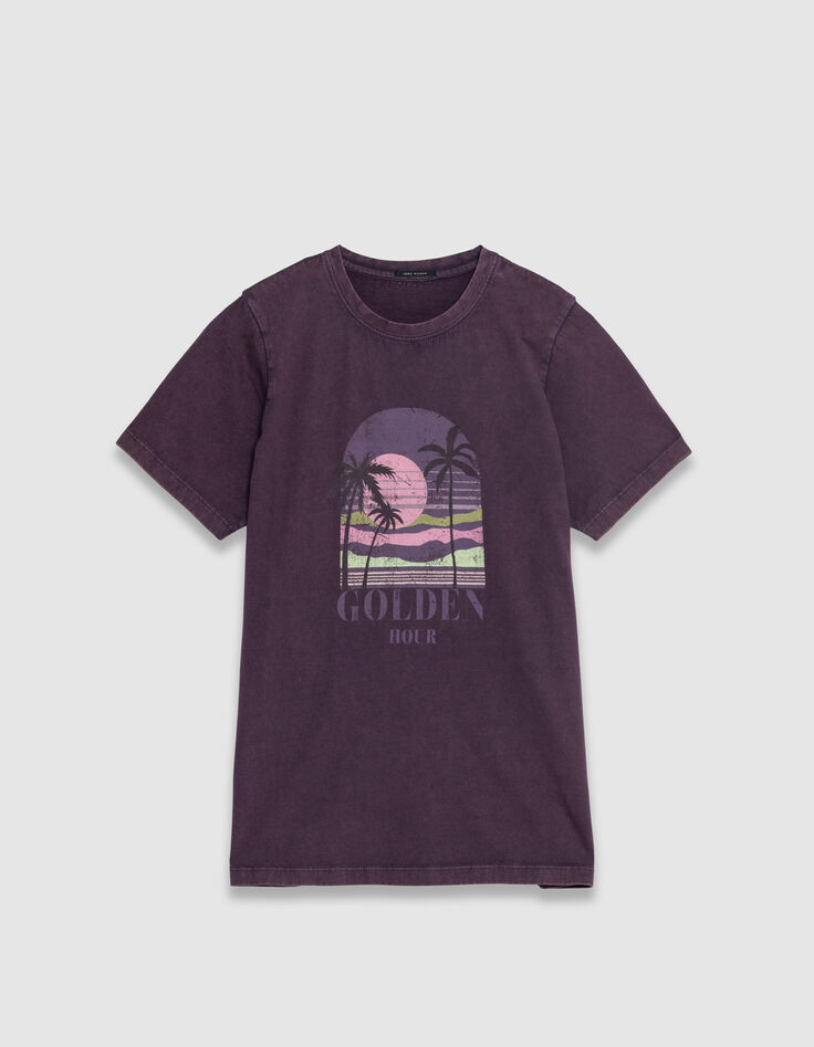 Tee-shirt col V magnum coton bio visuel palmiers Femme-5