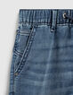 Boys' stone blue denim Bermudas with elasticated waist-4