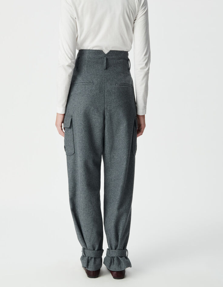 Graue Damencargohose Flanell-4