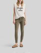 Jean SLIM kaki 7/8ème taille basse femme-1