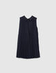 Robe navy plissée à col chemise fille-3