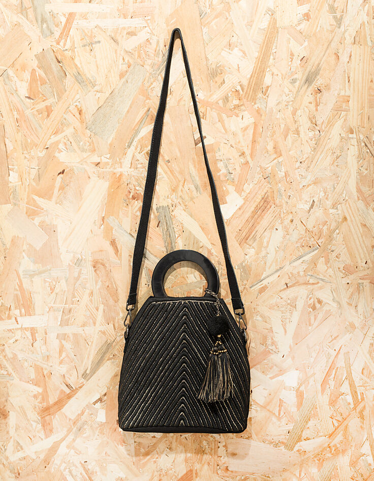 Sac bandoulière noir relief à fils dorés I.Code-5