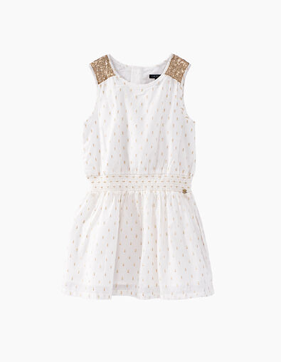 Girls’ off-white foil and gold sequins dress - IKKS