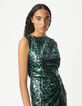 Dames-top met camouflageprint in groen metallic-2