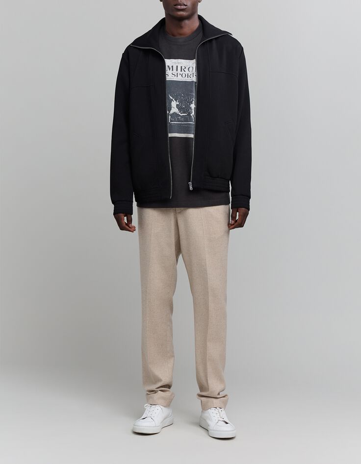 Cardigan zipp&eacute; noir col montant Homme-6