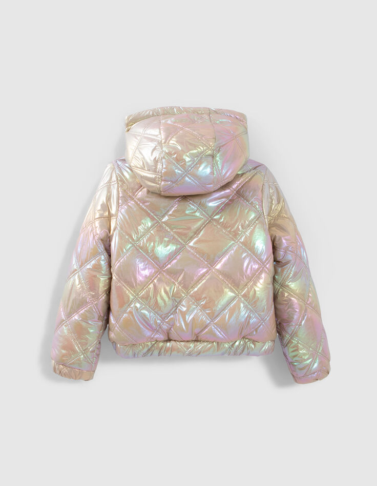 Beige irisierende Mädchensteppjacke-3