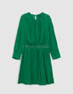 Robe vert pré froissée clous à la taille Femme-8