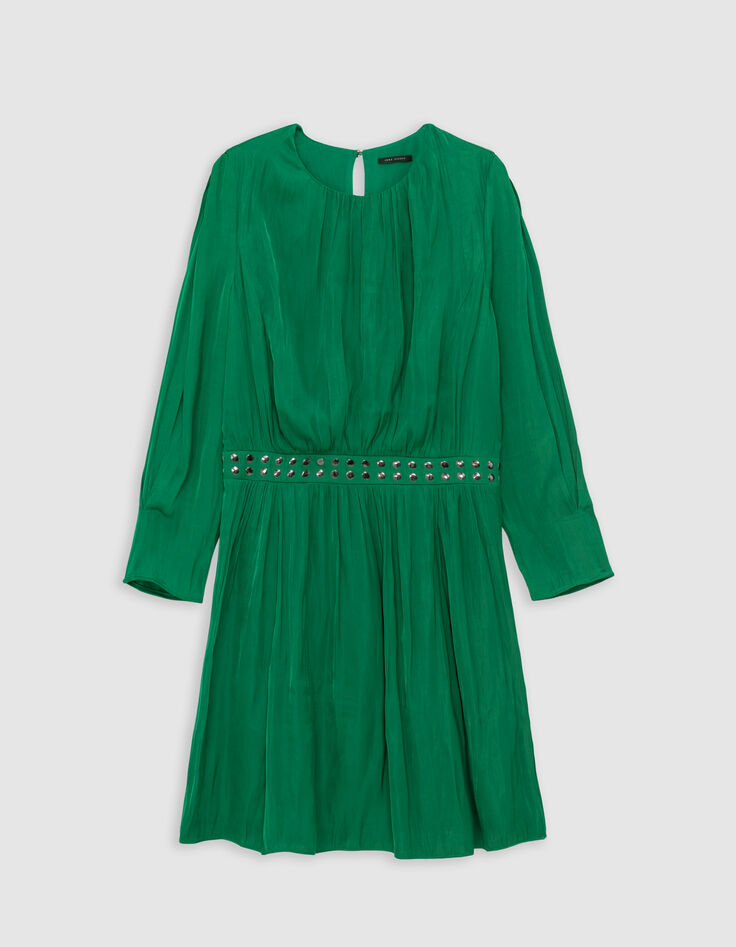 Robe vert pré froissée clous à la taille Femme-8