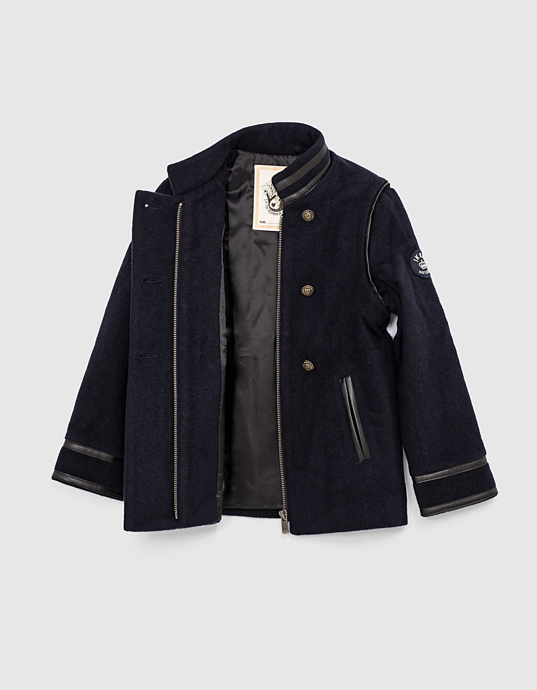 Caban navy fonce drap de laine esprit officier fille IKKS