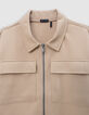 Cardigan beige zippé molleton piqué garçon-3