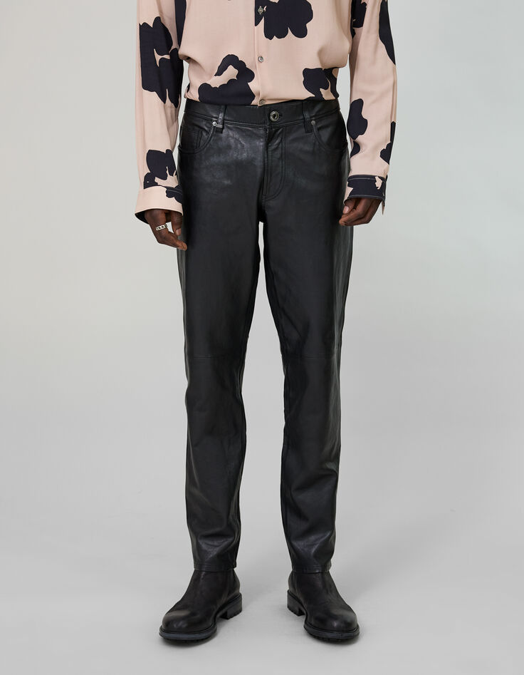 Men&rsquo;s black Chrome-free leather Pure Edition SLIM trousers-2