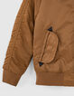 Blouson bomber cognac &agrave; capuche amovible gar&ccedil;on -5