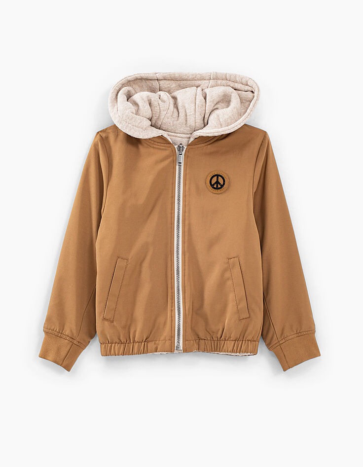 Boys’ beige marl and sienna marl reversible jacket-4 Boys’ beige marl and sienna marl reversible jacket-4