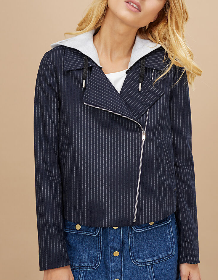 Veste marine à rayures tennis avec capuche I.Code-2